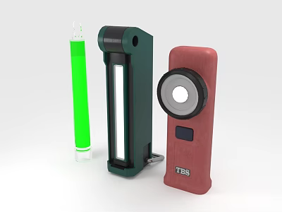 Hardware Tools Featuring Green Transparent Tool Dark Green LED Work Light Red TEBS Handheld Device 3d model