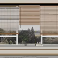 Interior Window With Bamboo Blinds Potted Plant And Trees View Outside 3d model