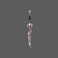 Ornate Decorative Weapon Sword with Blue Gemstone Hilt and Intricate Blade Design