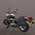 Classic Black Cruiser Motorcycle With Chrome Headlights Side Saddlebags And Shiny Wheels