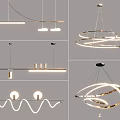 Modern Chandeliers with Circular Wave and Linear Shapes Contemporary Interior Lighting Fixtures