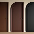 Stylish Arched Hinged Doors in Brown Dark Brown and Black with Classic Door Handles