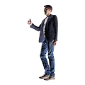 Casual Business Man Wearing Blazer T Shirt And Blue Jeans Daily Outfit Look 3d model