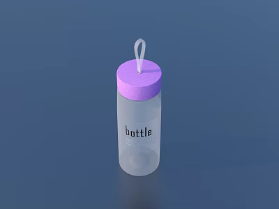 Transparent Plastic Bottle With Purple Cap And Hanging Loop For Daily Use 3d model
