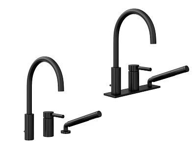 Black Modern Kitchen Faucets With Curved Spout And Single Handle Design 3d model