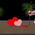 Beach Photo Check In Spot With Palm Trees Ocean View And Red White Umbrella