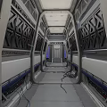 Futuristic Sci Fi Corridor Interior With Geometric Wall Panels And Overhead Lighting