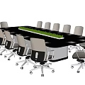 Modern Conference Table With Swivel Office Chairs And Sleek Metal Frame Design