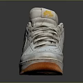 White Leather Lace Up Sneakers With Orange Sole And Yellow Accents Classic Style