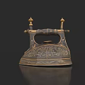 Antique Vintage Iron With Intricate Decorative Patterns And Golden Accents