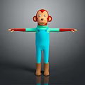 3D Game and Movie Character Red Head Green Sleeves Blue Overalls Brown Boots Arms Outstretched