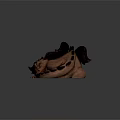 Sleeping Dragon Sculpture With Brown Body Black Wings And Spines