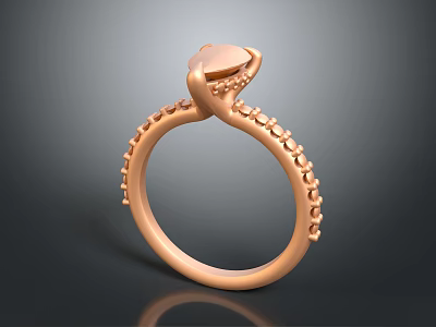 Elegant Rose Gold Ring Featuring Central Gemstone And Small Diamond Accents On Band 3d model