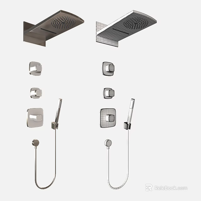 Modern Bathroom Shower Head Fixtures With Handheld And Rainfall Design Options 3d model