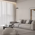 Modern Living Dining Room Interior Design With Open Layout Sofa Coffee Table And Dining Area 3d model