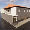 Modern Detached Villa With Orange Roof White Gray Walls Balcony And Front Porch