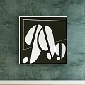 Black and White Abstract Painting Featuring Geometric Stripes Squares Illusion And Symmetrical Design