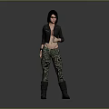 Man in Black Leather Jacket and Camouflage Pants Standing Against Grey Background