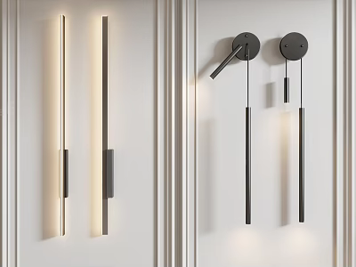 Modern Minimalist Wall Lamps With Sleek Linear And Circular Base Designs 3d model