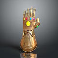 Golden Infinity Gauntlet With Colorful Gemstones As Elaborate Cosplay Fashion Accessory