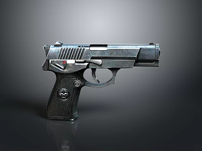 Tactical Handgun With Metal Body And Black Grip Detailed Design Features 3d model