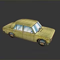 Vintage Yellow Toy Car Model With Blue Windows And Smooth Surface Reflection
