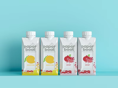 Paper Boat Assorted Beverages With Lemon Pomegranate And Jelly Flavors In Bottled White Packaging 3d model