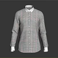 Fashionable Plaid Long Sleeve Shirt With White Collar And Cuffed Sleeves