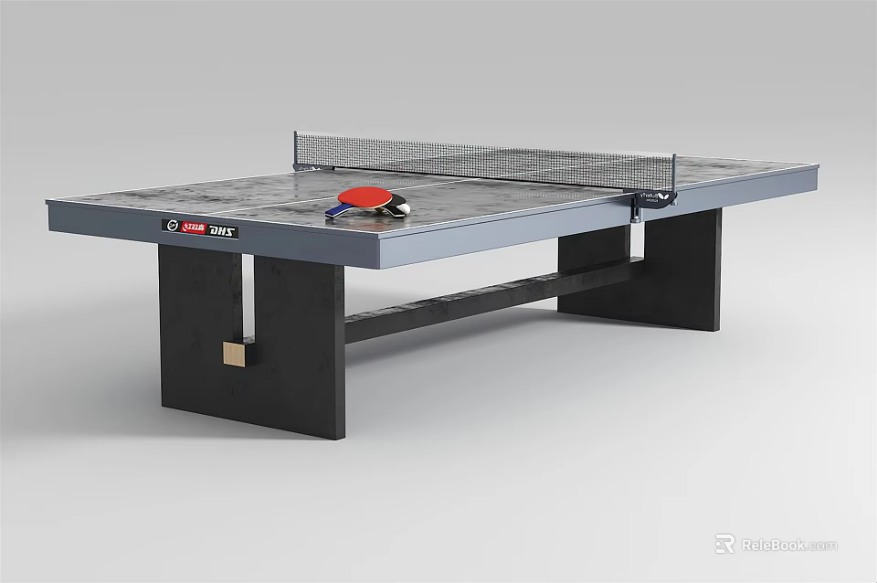 Sturdy Table Tennis Table With Net And Paddle As Sports Equipment 3d model 