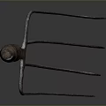 Rustic Metal Long Pole Tool With Hook On Gray Gradient Background