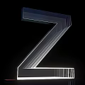 3D Letter Z Design With Metallic Texture Striped Lines And Lighting Effects On Black Background