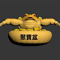 Exquisite Golden Toad Sculpture Carving with Gold Coins in Treasure Bowl