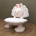 Cartoon Lion Shaped Children's Leisure Chair White With Pink Accents Cute Kids Room