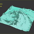 Snow Covered Mountain Landscape Model With Square Shape And Rocky Peaks 3d model