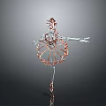 Children's Pink And Silver Wire Ballerina Sculpture In Elegant Pose With Tutu On Dark Background