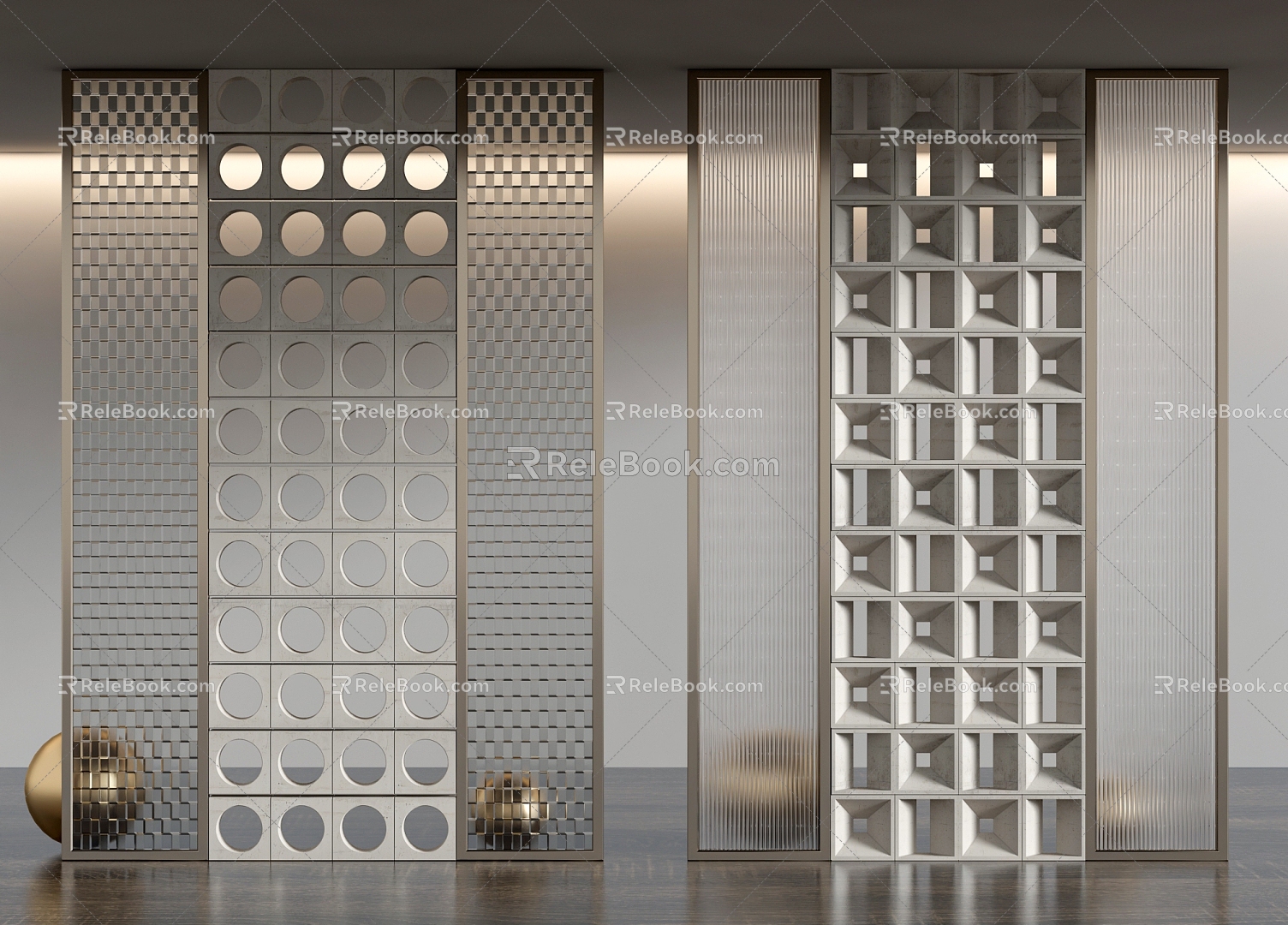 Glass partition cement brick hollow brick partition model