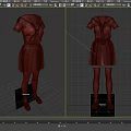 Dark Blue Sailor School Uniform Dress With Red Scarf And Black Stockings