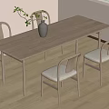 Japanese Dining Table and Chair Combination Log Style Dining Table and Chair 3d model