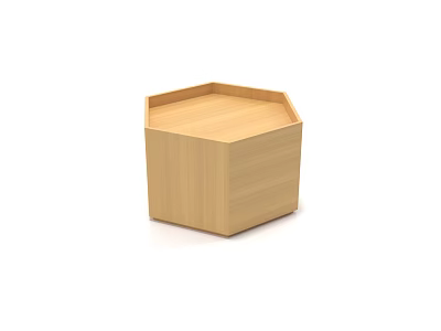 Hexagonal Wooden Single Sofa With Light Wood Tone And Minimalist Design 3d model