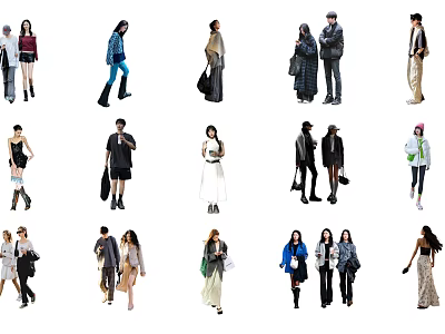 Multiple People In Various Outfits And Different Poses For Fashion 3d model