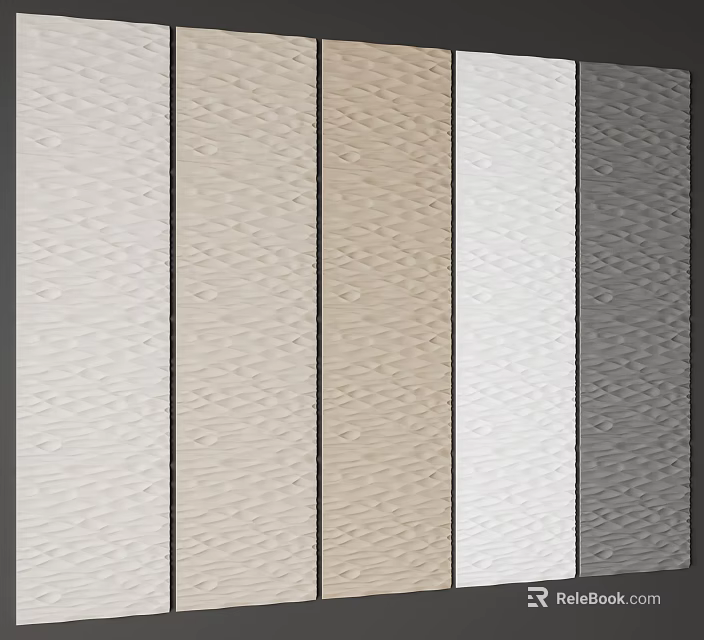 Textured Wall Panels In Various Neutral Colors For Home Interior Design 3d model 