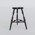 Black Leisure Chair With Round Seat Decorative Legs And Red Accents