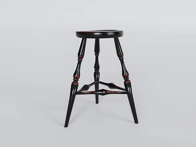 Black Leisure Chair With Round Seat Decorative Legs And Red Accents 3d model