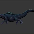 Fantasy Monster With Blue Purple Body Glowing Green Spots Long Tail Sharp Claws And Fangs