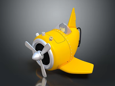 Cute Yellow Aerospace Toy Plane with Propeller and Cockpit for Space Exploration Fun 3d model