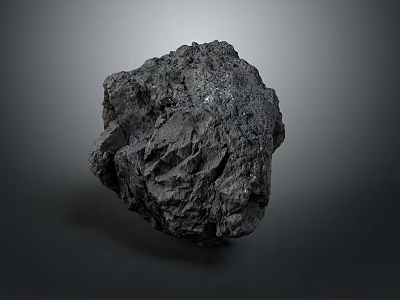 Natural Rough Black Stone With Textured Surface Isolated On Gray Background 3d model