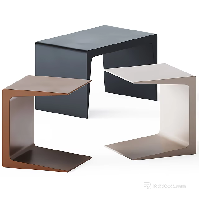 Modern Vanity Dresser Set With Black Brown Silver Colors And Sleek Geometric Design 3d model 
