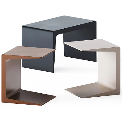 Modern Vanity Dresser Set With Black Brown Silver Colors And Sleek Geometric Design 3d model