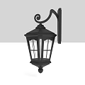 Black Vintage Outdoor Wall Light With Curved Scroll And Lattice Shade