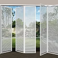 Modern folding door cream shutter sliding door cream partition door cream gate 3d model